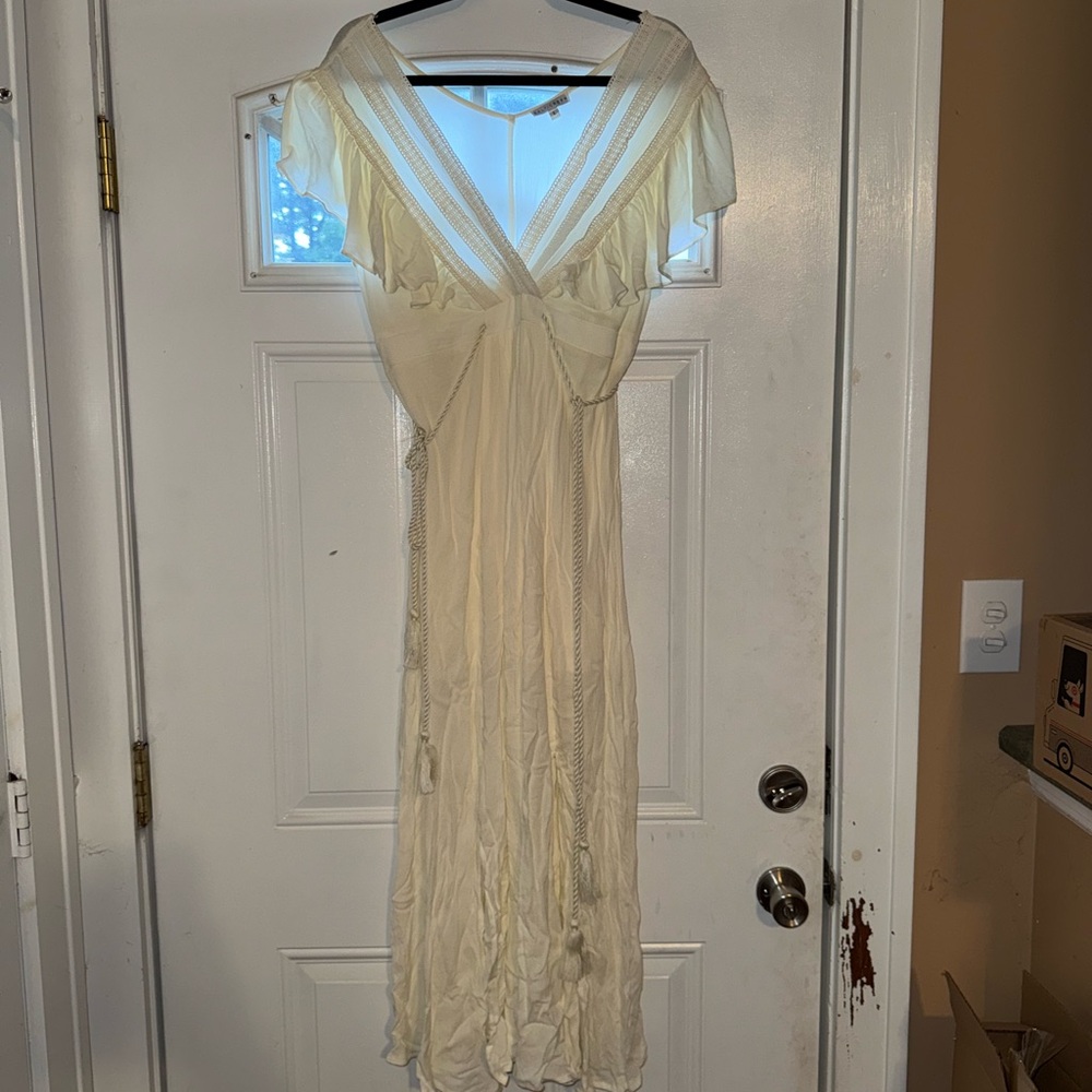 Baltic Born Cream Lace-Trimmed Dress
